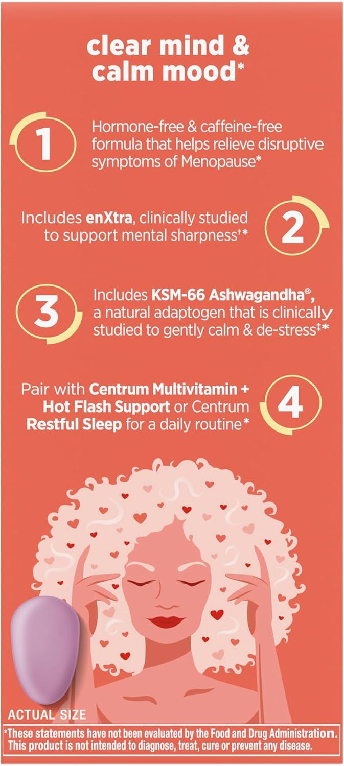 image:imageCentrum Clear Mind and Calm Mood Menopause Support Tablets with Clinically Studied enXtra 30 Count30 Count Pack of 2
