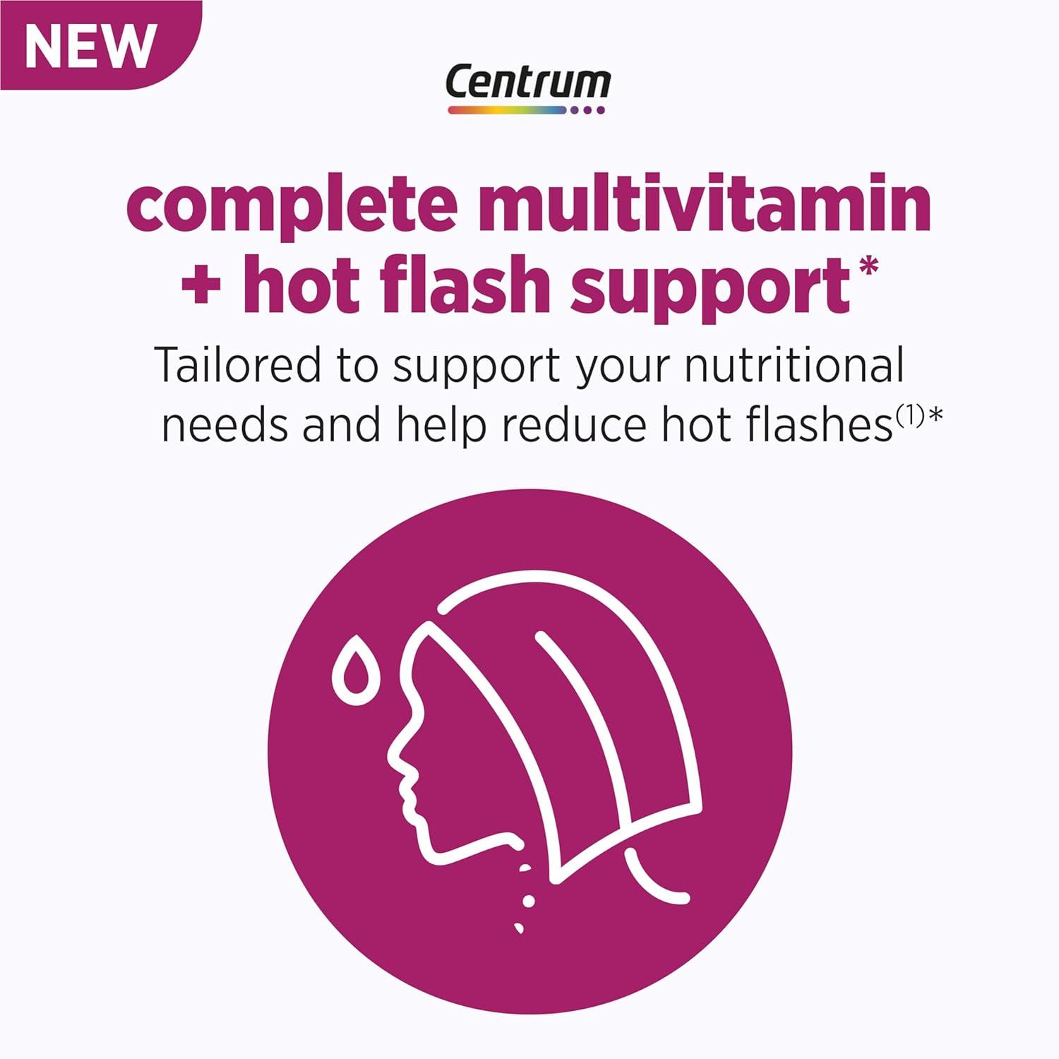 image:imageCentrum Complete Multivitamin Supplement Hot Flash Support Menopause Support Tablets with Clinically Studied geniVida 30 Count