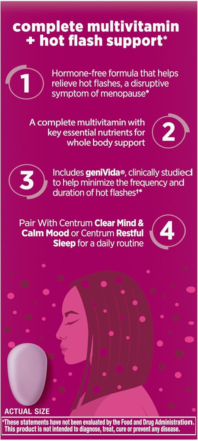 image:imageCentrum Complete Multivitamin Supplement Hot Flash Support Menopause Support Tablets with Clinically Studied geniVida 30 Count
