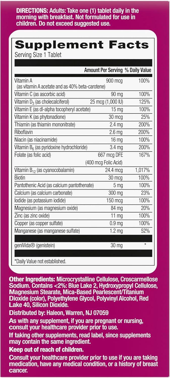 image:imageCentrum Complete Multivitamin Supplement Hot Flash Support Menopause Support Tablets with Clinically Studied geniVida 30 Count