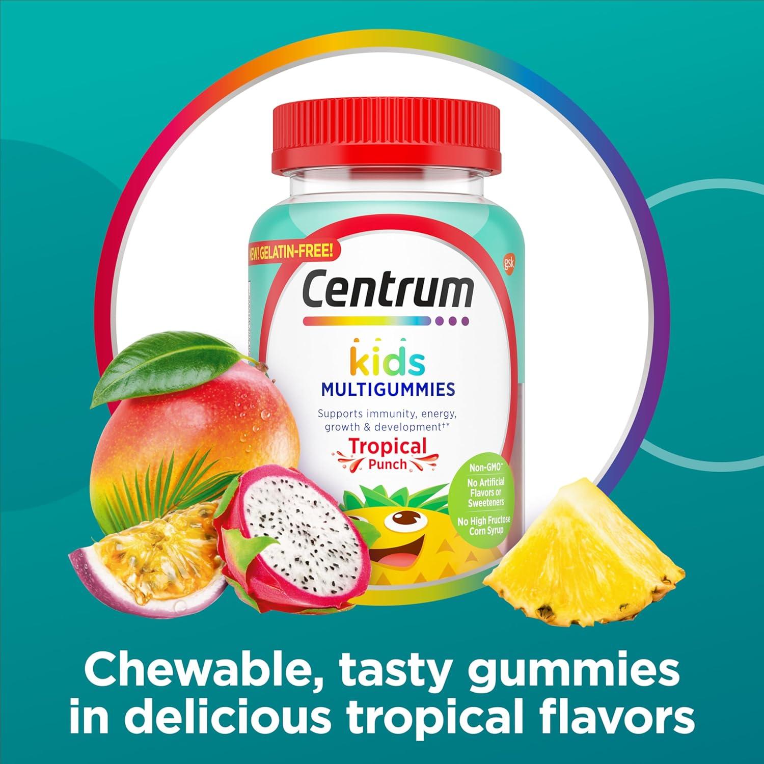 image:imageCentrum Kids Multivitamin Gummies Tropical Punch Flavor Made With Natural Flavors Stocking Stuffer 150 Count 150 Day Supply