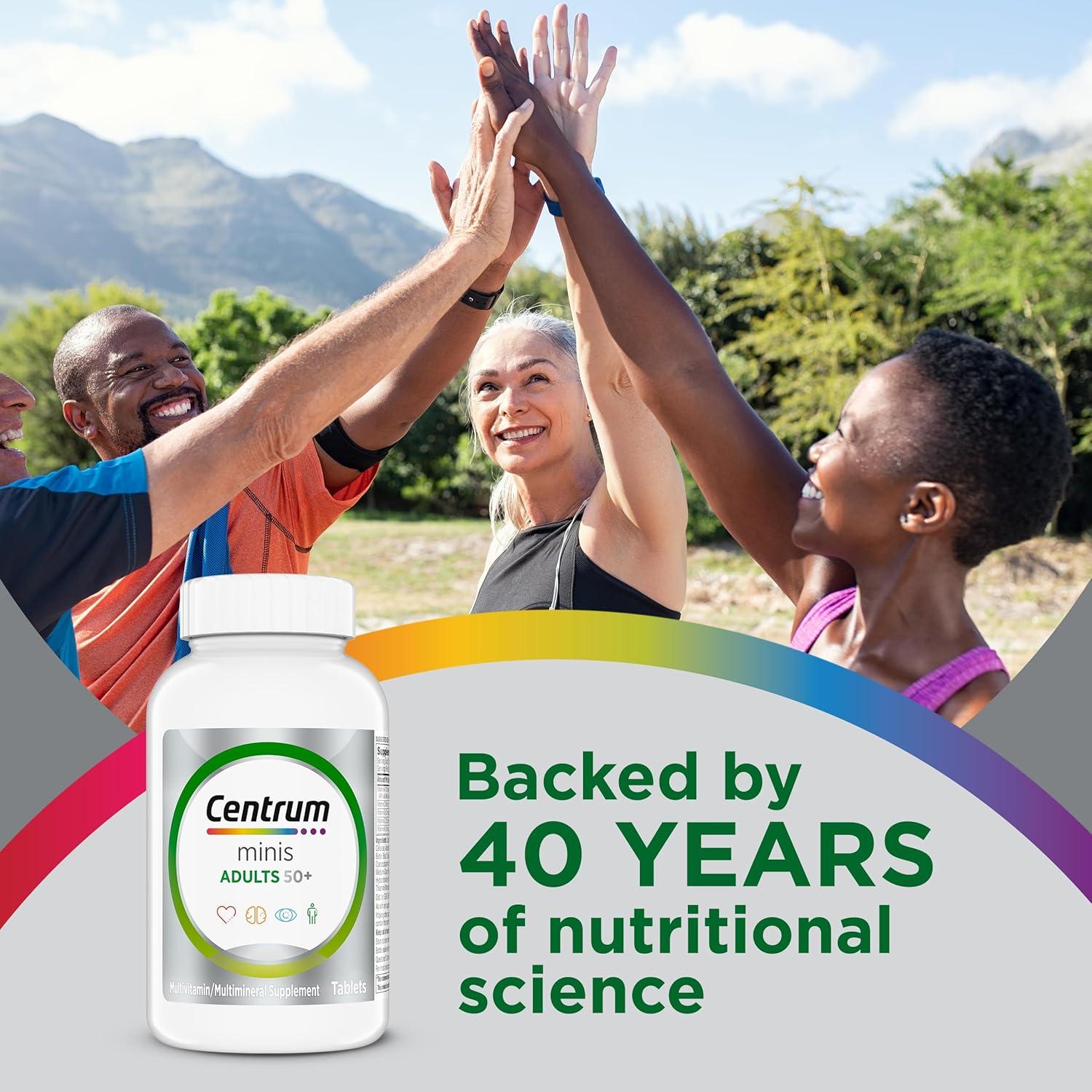 image:imageCentrum Minis Silver Multivitamin for Adults 50 Plus Multimineral Supplement Vitamin D3 BVitamins Gluten Free NonGMO Ingredients Supports Memory and Cognition in Older Adults 320 Ct