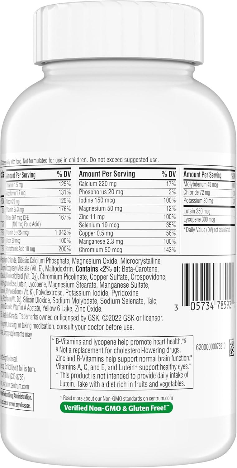 image:imageCentrum Minis Silver Multivitamin for Adults 50 Plus Multimineral Supplement Vitamin D3 BVitamins Gluten Free NonGMO Ingredients Supports Memory and Cognition in Older Adults 320 Ct
