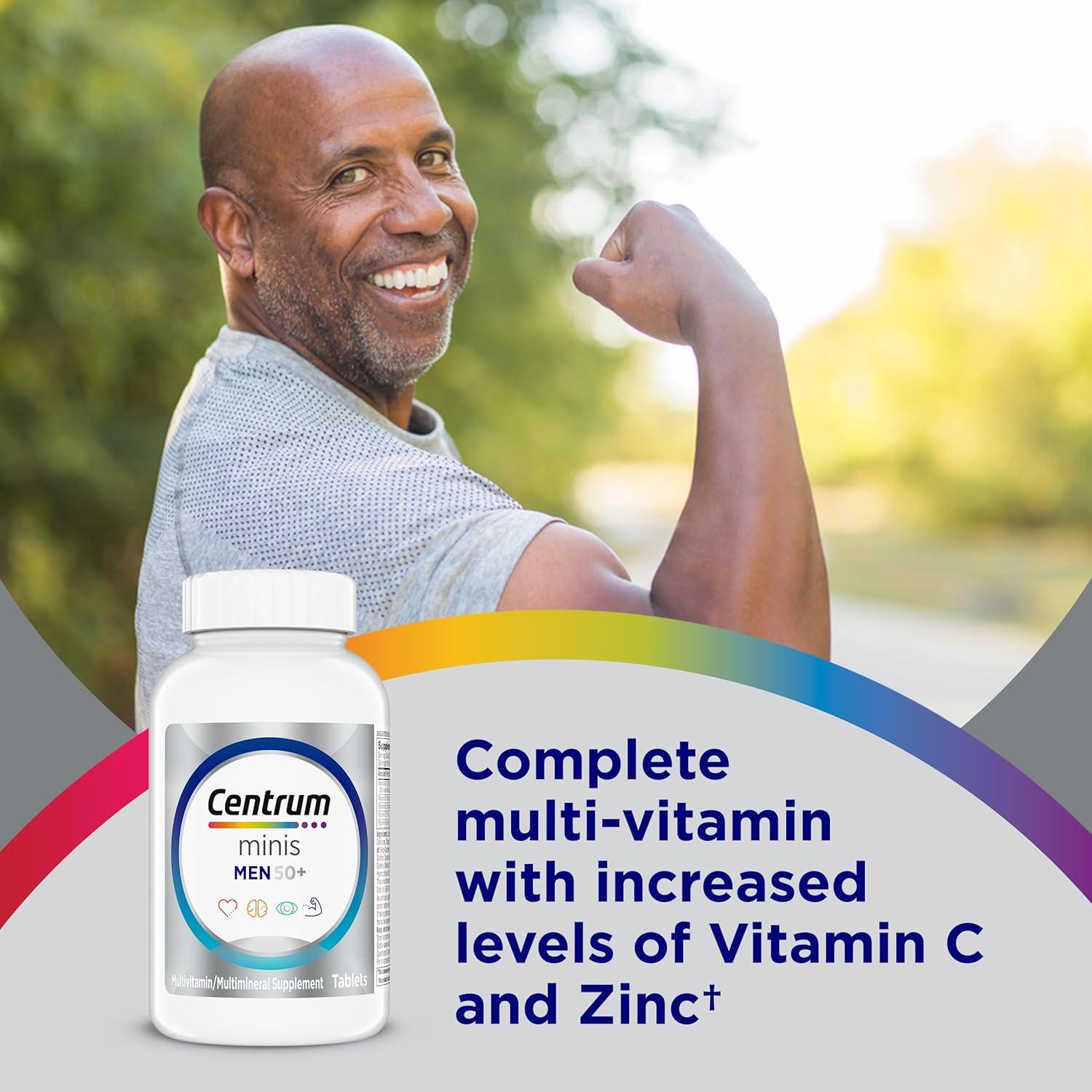 image:imageCentrum Minis Silver Multivitamin for Men 50 Plus MultivitaminMultimineral Supplement Vitamin D3 BVitamins and Zinc NonGMO Ingredients Supports Memory and Cognition in Older Adults 280 Ct