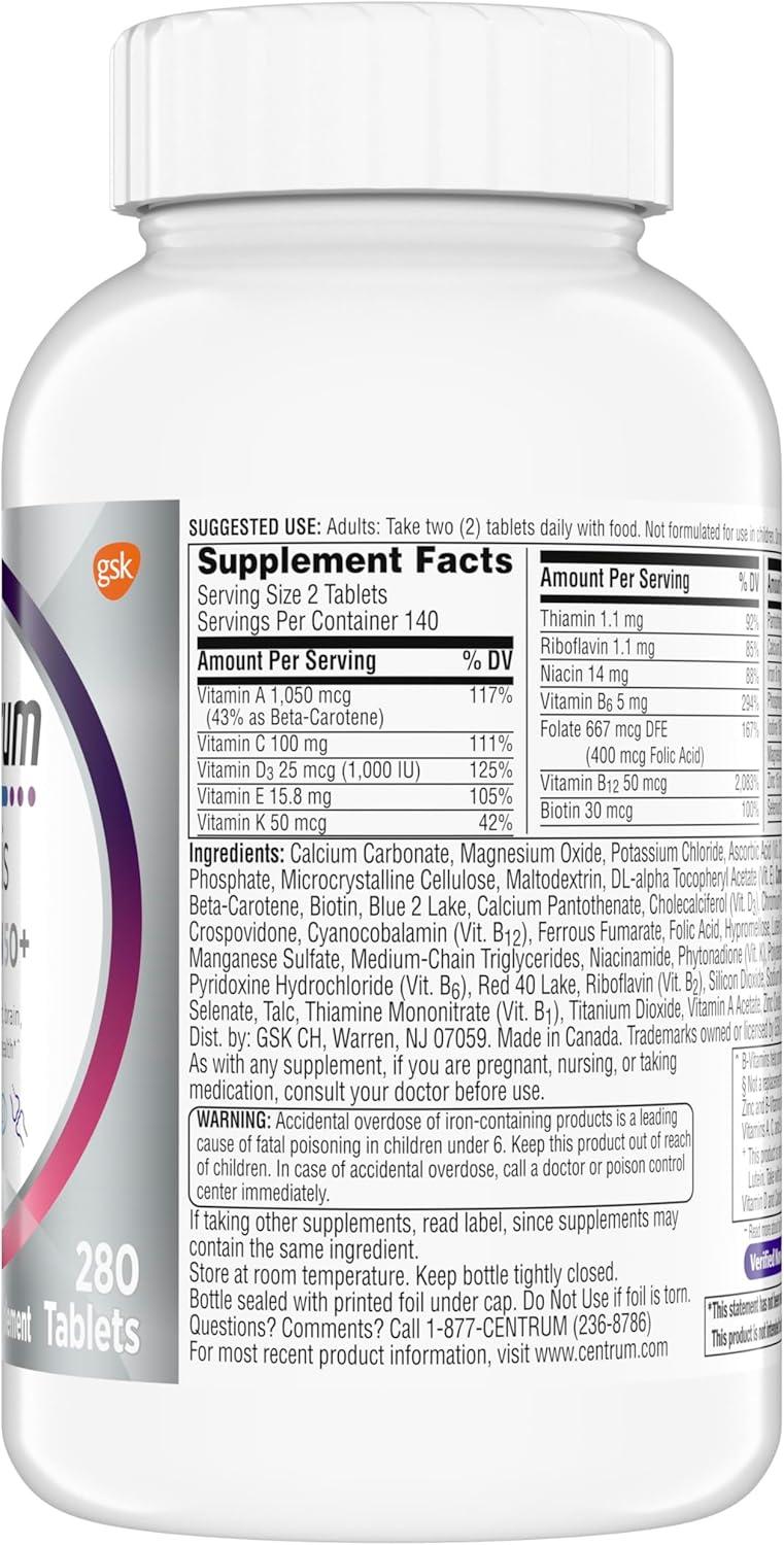 image:imageCentrum Minis Silver Womens Multivitamin for Women 50 Plus Multimineral Supplement with Vitamin D3 B Vitamins NonGMO Ingredients Supports Memory and Cognition in Older Adults 280 Ct