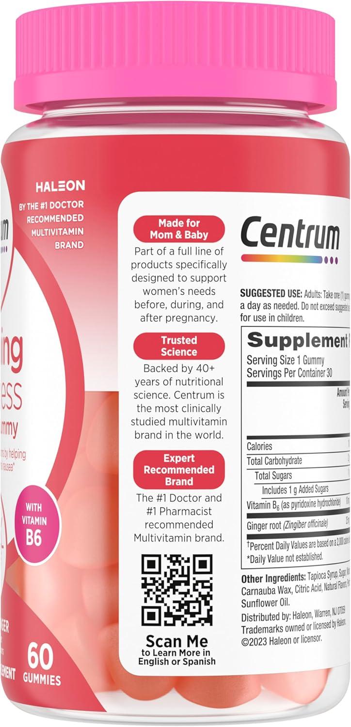 image:imageCentrum Morning Sickness Relief Gummies Citrus Ginger Flavor 60 Count Up to 60 Day Supply