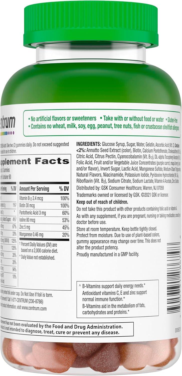 image:imageCentrum MultiGummies Gummy Multivitamin for Adults MultivitaminMultimineral Supplement with Vitamins D B and E Assorted Fruit Flavor 18 CountNew