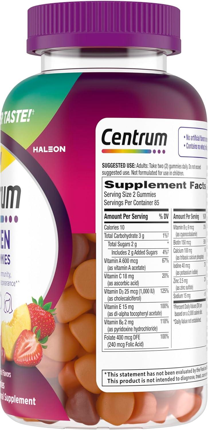image:imageCentrum MultiGummies Gummy Multivitamin for Women MultivitaminMultimineral Supplement with Vitamin D3 B and Antioxidants Assorted Fruit Flavor 170 Count170 Count Pack of 1