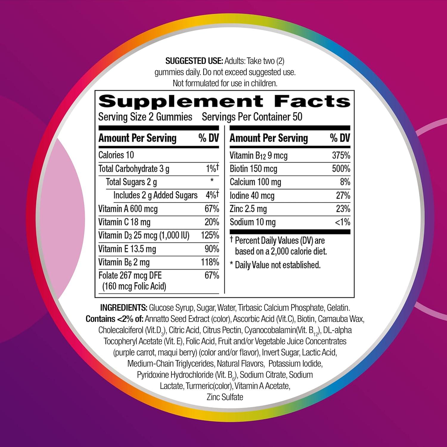 image:imageCentrum MultiGummies Gummy Multivitamin for Women MultivitaminMultimineral Supplement with Vitamin D3 B and Antioxidants Assorted Fruit Flavor 170 Count170 Count Pack of 1