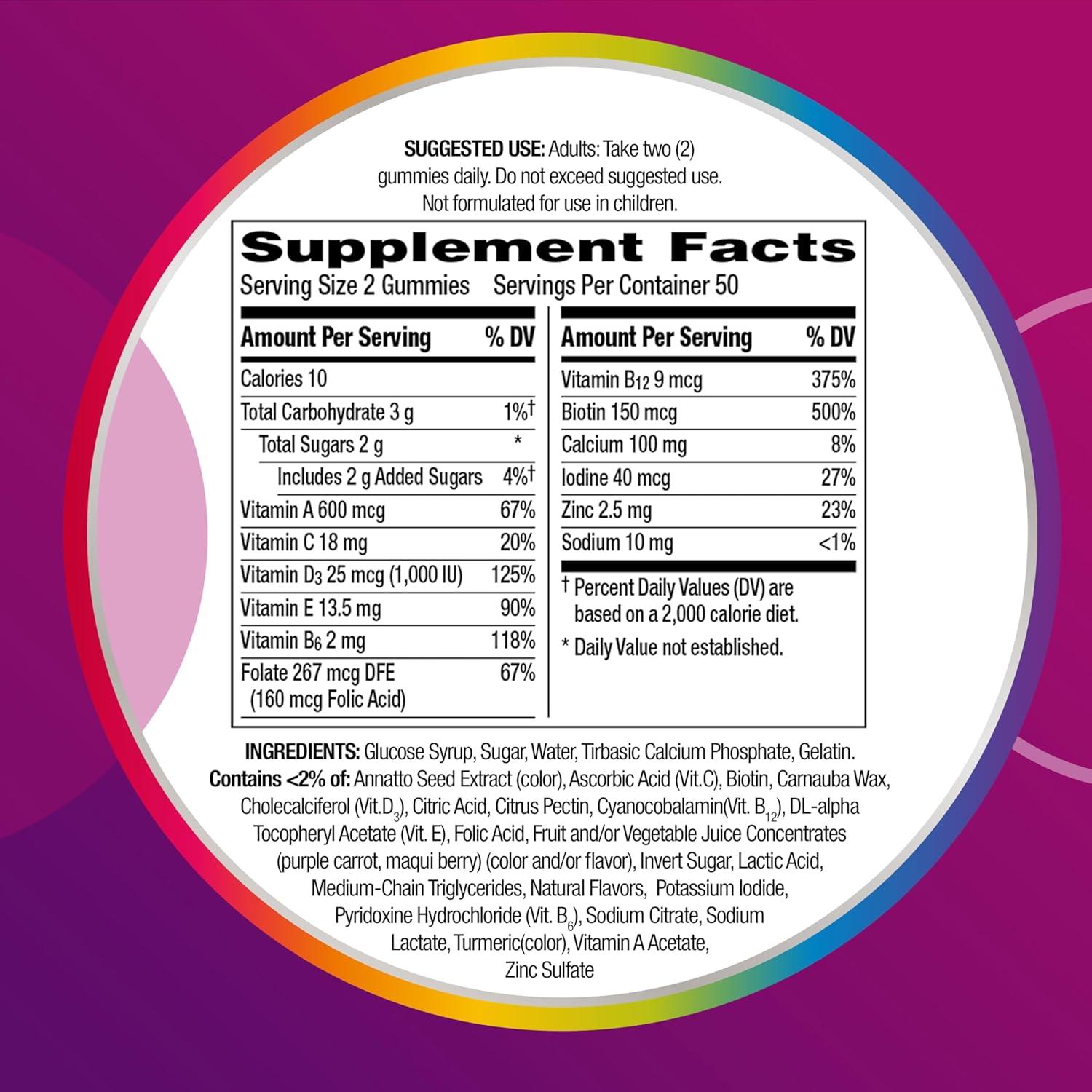 image:imageCentrum MultiGummies Gummy Multivitamin for Women MultivitaminMultimineral Supplement with Vitamin D3 B and Antioxidants Assorted Fruit Flavor 170 Count170 Count Pack of 2