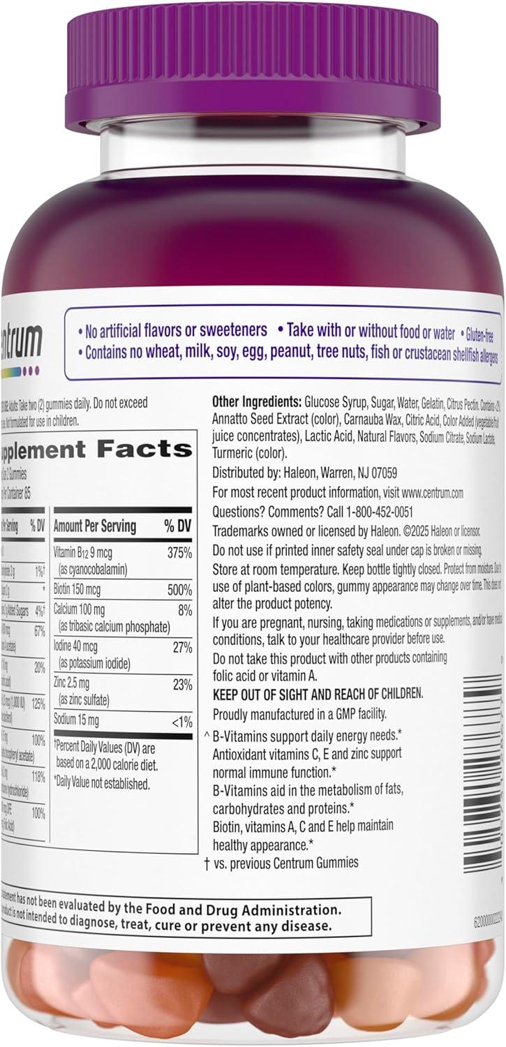 image:imageCentrum MultiGummies Gummy Multivitamin for Women MultivitaminMultimineral Supplement with Vitamin D3 B and Antioxidants Assorted Fruit Flavor 170 Count170 Count Pack of 1