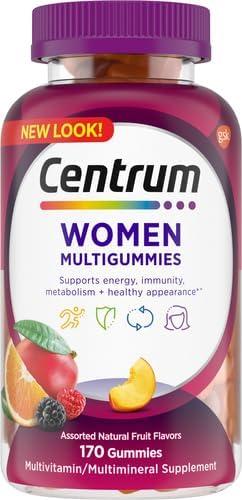 image:imageCentrum MultiGummies Gummy Multivitamin for Women MultivitaminMultimineral Supplement with Vitamin D3 B and Antioxidants Assorted Fruit Flavor 170 Count170 Count Pack of 2
