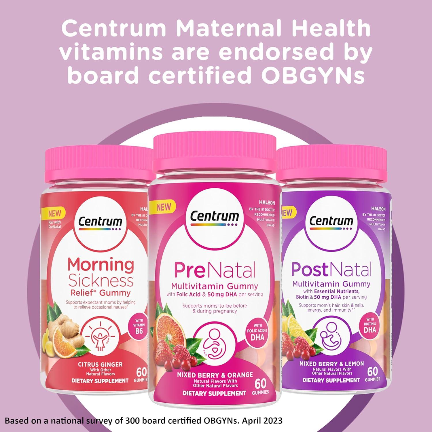 image:imageCentrum Postnatal Multivitamin Gummies with Biotin and DHA Mixed Berry and Lemon Flavors 60 Count 30 Day Supply