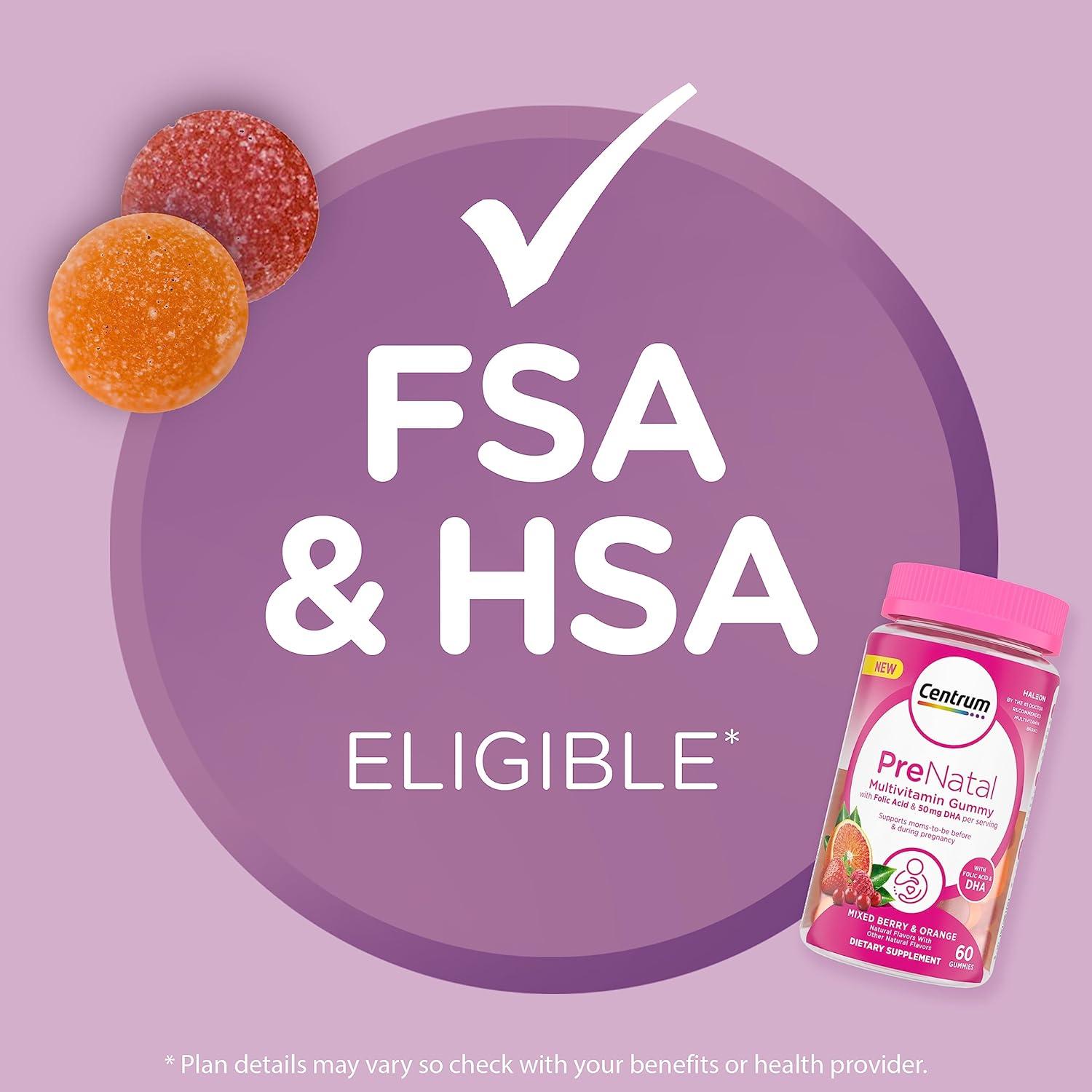 image:imageCentrum Prenatal Multivitamin Gummies with DHA and Folic Acid Mixed Berry and Orange Flavors 60 Count 30 Day Supply