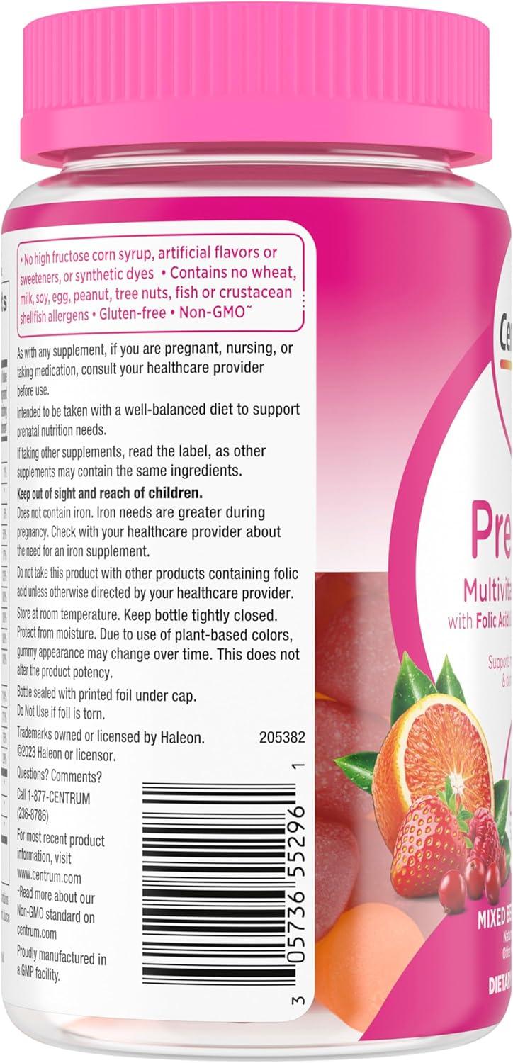 image:imageCentrum Prenatal Multivitamin Gummies with DHA and Folic Acid Mixed Berry and Orange Flavors 60 Count 30 Day Supply