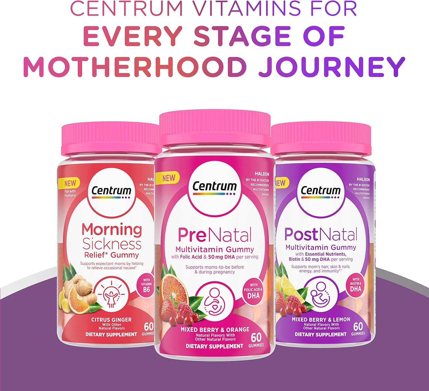 image:imageCentrum Prenatal Multivitamin Gummies with DHA and Folic Acid Mixed Berry and Orange Flavors 60 Count 30 Day Supply