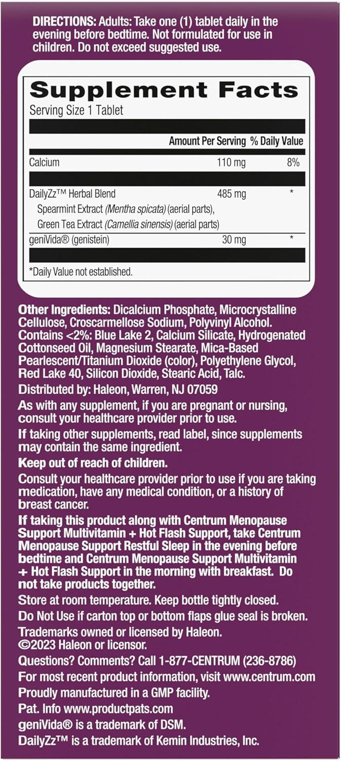 image:imageCentrum Restful Sleep Menopause Support Tablets Supplement with Clinically Studied DailyZz and geniVida 28 Count28 Count Pack of 1