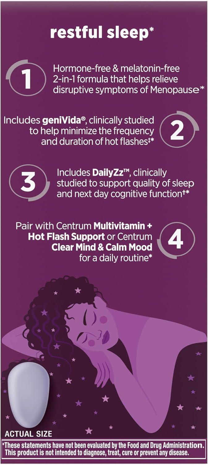 image:imageCentrum Restful Sleep Menopause Support Tablets Supplement with Clinically Studied DailyZz and geniVida 28 Count28 Count Pack of 2