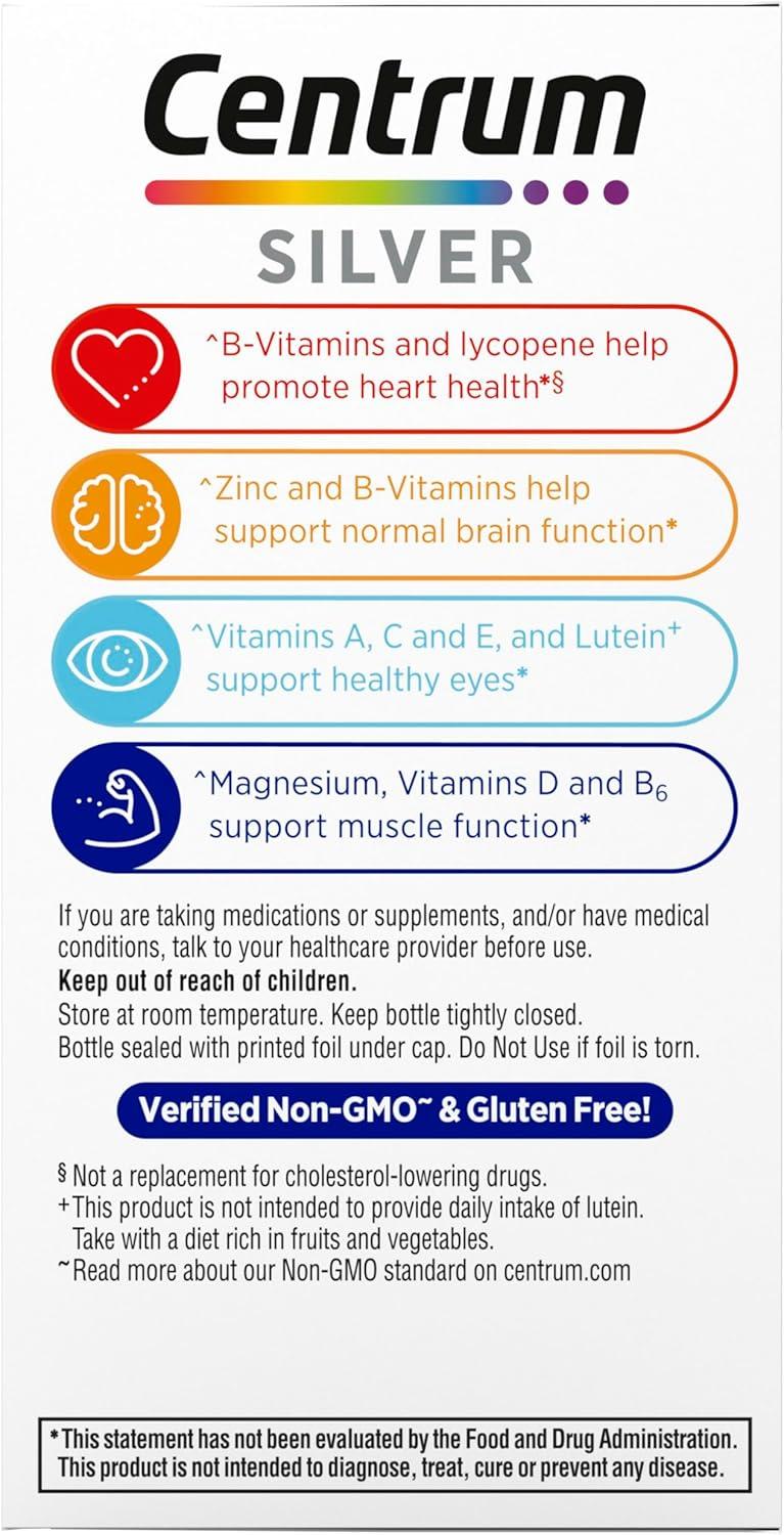 image:imageCentrum Silver Mens 50 Multivitamin with Vitamin D3 BVitamins Zinc for Memory and Cognition 200 TabletsNew