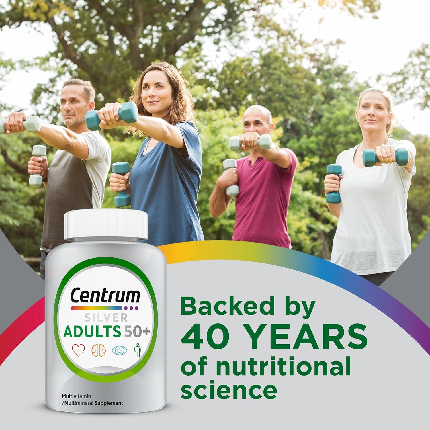 image:imageCentrum Silver Multivitamin for Adults 50 Plus MultivitaminMultimineral Supplement Vitamin D3 B Vitamins Gluten Free NonGMO Ingredients Supports Memory and Cognition in Older Adults 220 Ct