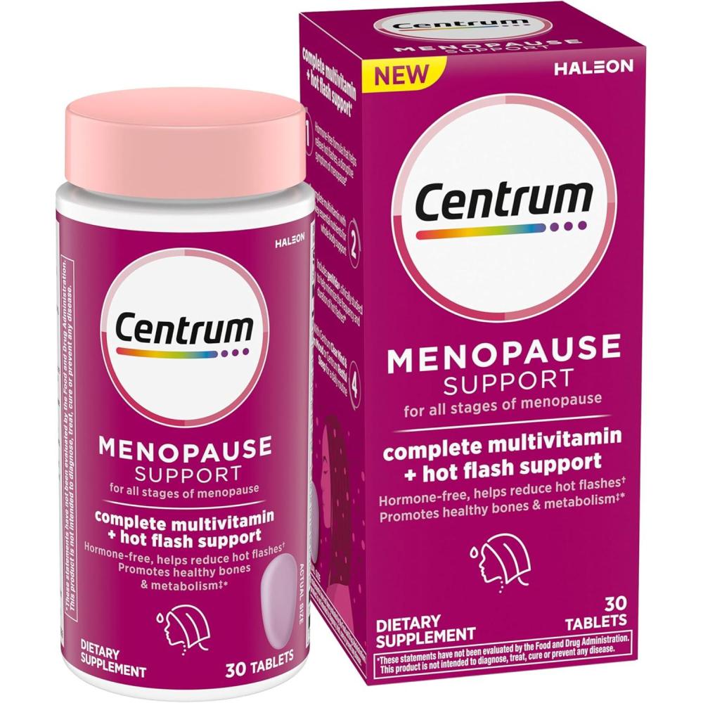 image:imageCentrum Complete Multivitamin Supplement Hot Flash Support Menopause Support Tablets with Clinically Studied geniVida 30 Count