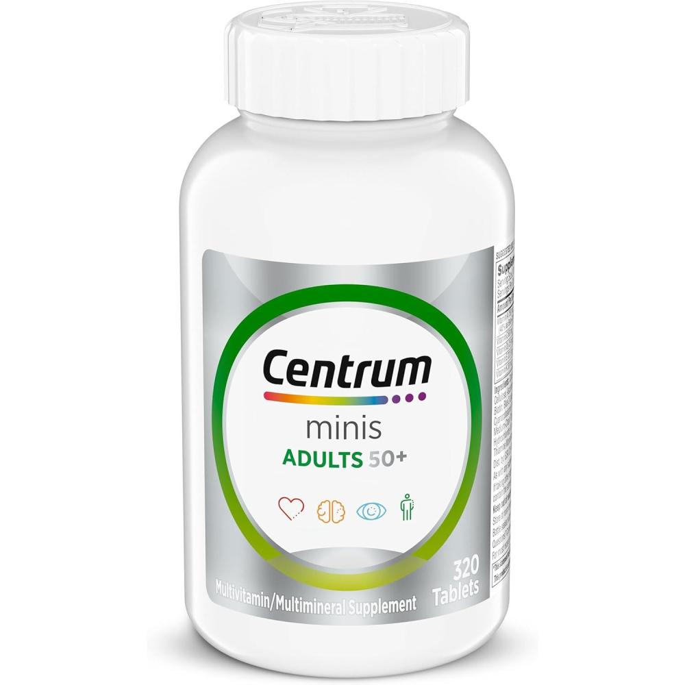 image:imageCentrum Minis Silver Multivitamin for Adults 50 Plus Multimineral Supplement Vitamin D3 BVitamins Gluten Free NonGMO Ingredients Supports Memory and Cognition in Older Adults 320 Ct
