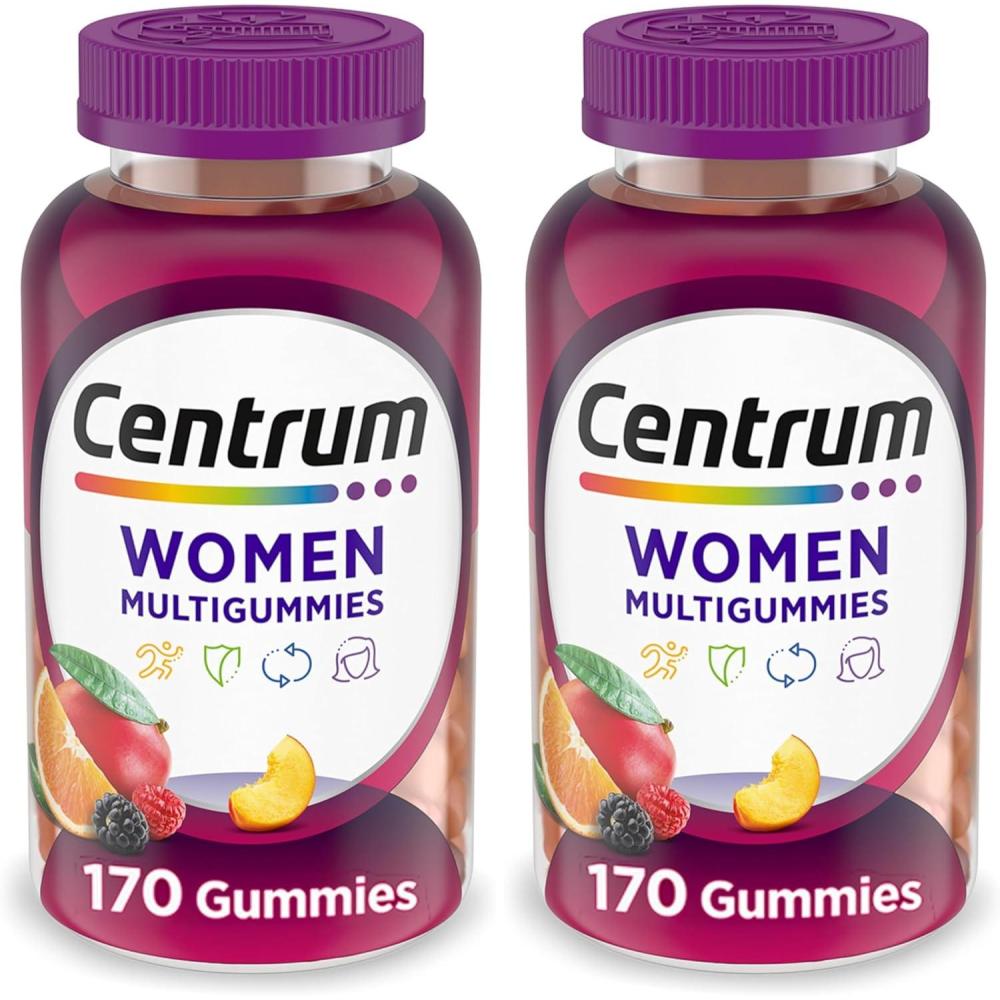 image:imageCentrum MultiGummies Gummy Multivitamin for Women MultivitaminMultimineral Supplement with Vitamin D3 B and Antioxidants Assorted Fruit Flavor 170 Count170 Count Pack of 2