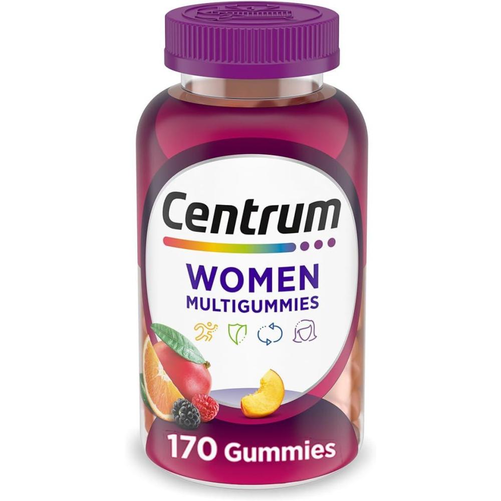 image:imageCentrum MultiGummies Gummy Multivitamin for Women MultivitaminMultimineral Supplement with Vitamin D3 B and Antioxidants Assorted Fruit Flavor 170 Count170 Count Pack of 1