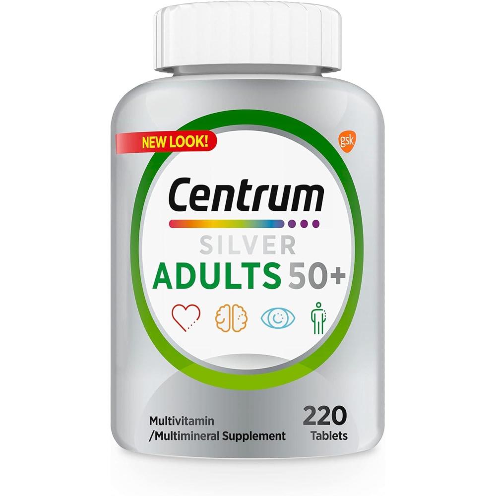 image:imageCentrum Silver Multivitamin for Adults 50 Plus MultivitaminMultimineral Supplement Vitamin D3 B Vitamins Gluten Free NonGMO Ingredients Supports Memory and Cognition in Older Adults 220 Ct