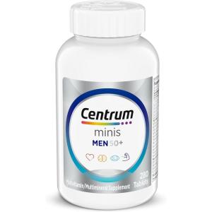 Centrum Minis Silver Multivitamin for Men 50 Plus, Multivitamin/Multimineral Supplement, Vitamin D3, B-Vitamins and Zinc, Non-GMO Ingredients, Supports Memory and Cognition in Older Adults – 280 Ct