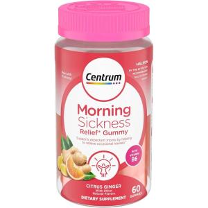 Centrum Morning Sickness Relief Gummies, Citrus Ginger Flavor – 60 Count, Up to 60 Day Supply