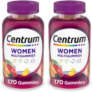 Centrum MultiGummies Gummy Multivitamin for Women, Multivitamin/Multimineral Supplement with Vitamin D3, B and Antioxidants, Assorted Fruit Flavor – 170 Count(170 Count (Pack of 2))